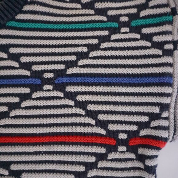 Cezar Knit Sweater Navy Multicolor Geometric Pattern 90s Retro Eclectic Style XL - Picture 10 of 10